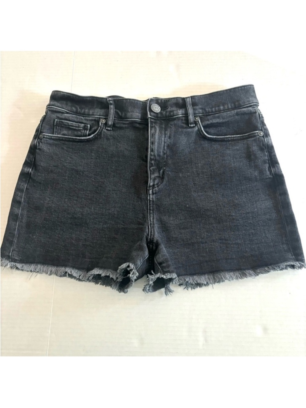 LOFT Made And Loved‎ Denim Shorts Black High Waist Frayed Hem Women’s Size 29/8